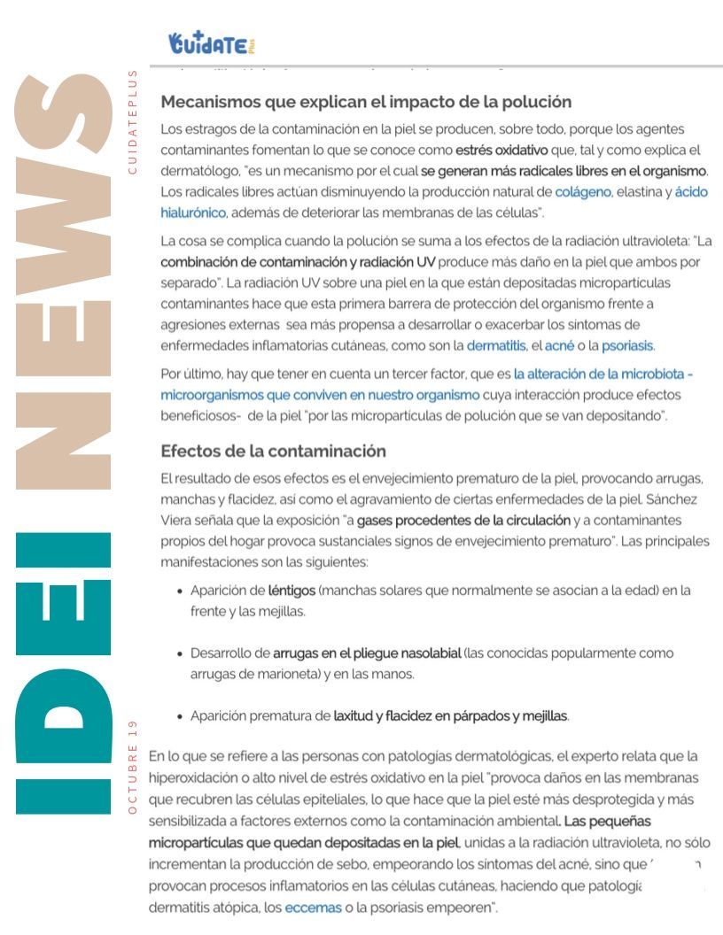 Efectos de la contaminación sobre la piel
